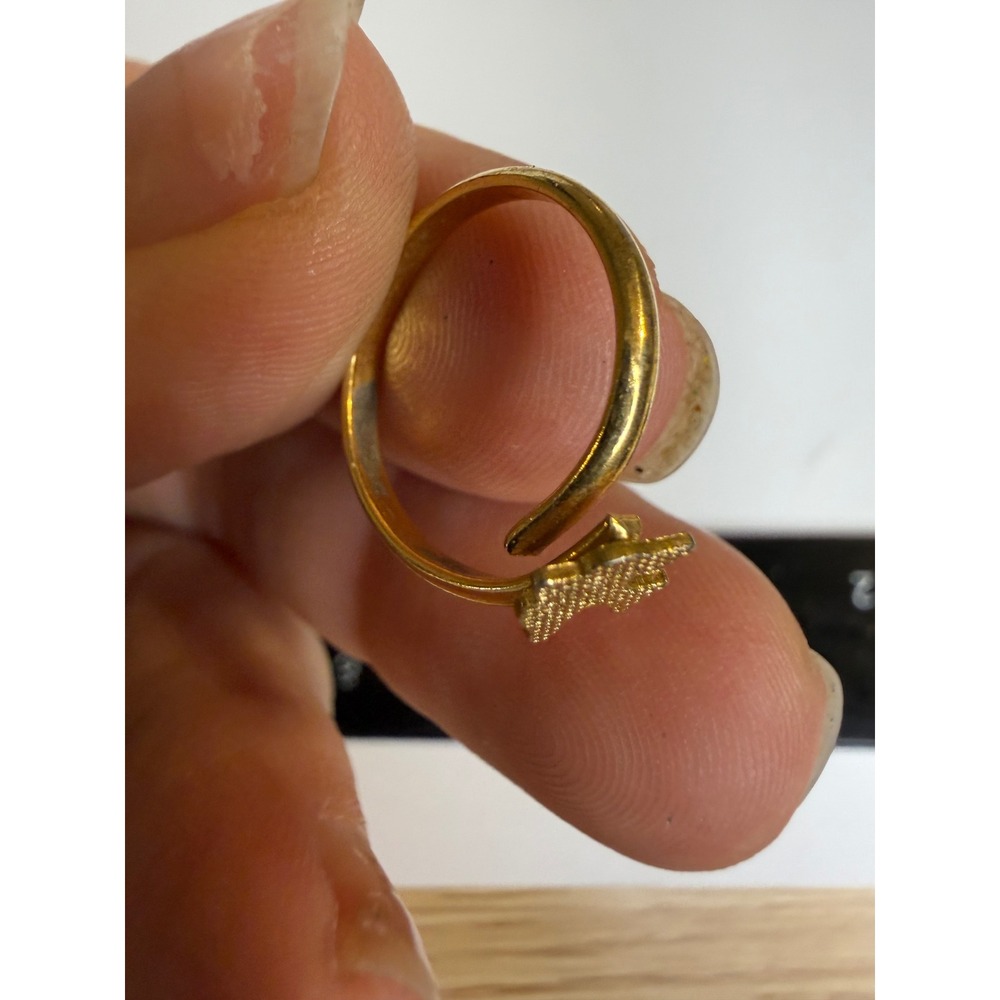 Gold Tone Textured Bird Bypass Ring Size 6 Minimalist Dainty Jewelry - Picture 3 of 4